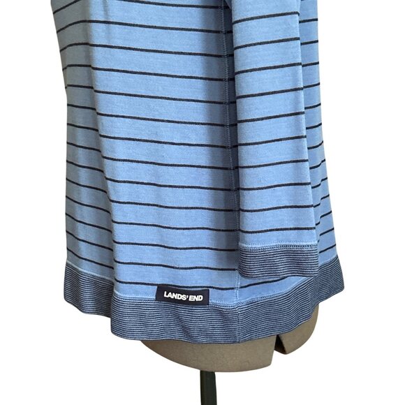 Lands End Reversible Blue Striped 3/4 Sleeve Top- Casual Everyday Size Small - Picture 2 of 7